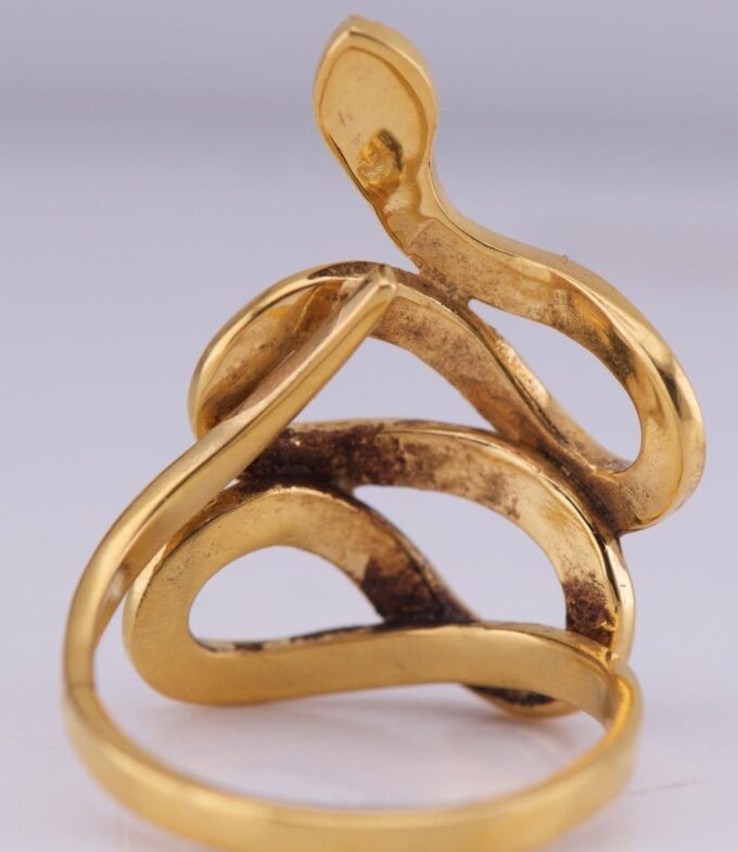 Antique Boucheron Paris 18K Gold & Green Enamel Snake Ring Size 8.5 | 8 Grams
