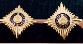 Antique Empire Tsar Era Faberge Gilt Silver Enamel Cufflinks Set St.George Order