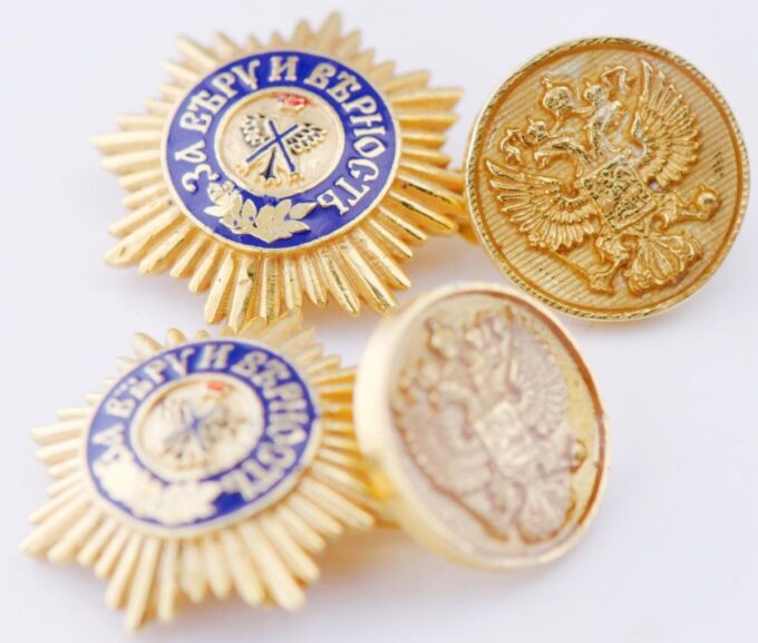 Antique Empire Faberge Gilt Silver Enamel Cufflinks Set St.Andrew Order Tsar Era