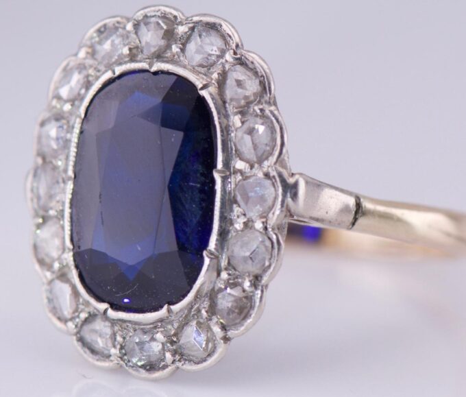 Faberge Ring Antique Imperial 14k Gold 3.5ct Sapphire c1906 by Alfred Thielemann