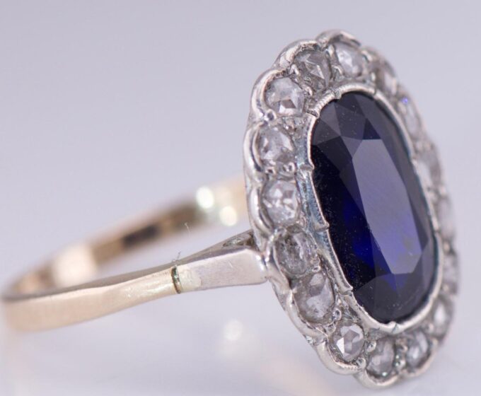 Faberge Ring Antique Imperial 14k Gold 3.5ct Sapphire c1906 by Alfred Thielemann
