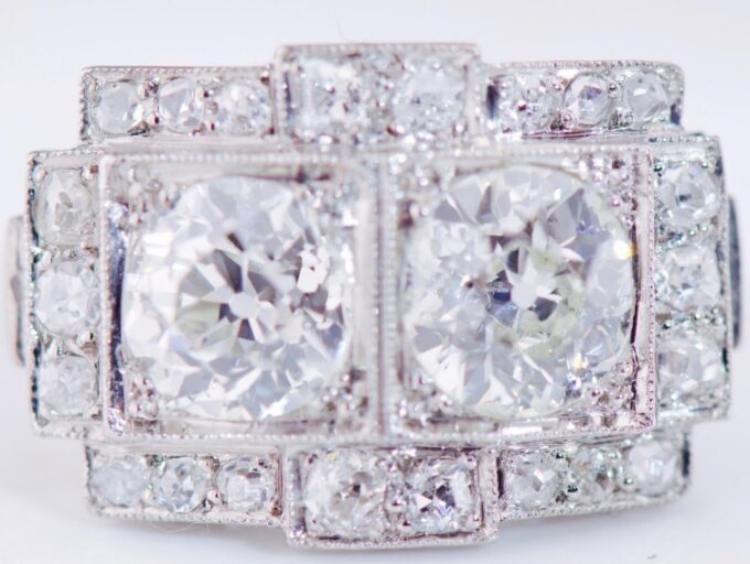 Tiffany & Co Ring 18K White Gold 2.3ct G/VS2 Diamond Antique Art Deco c1930s