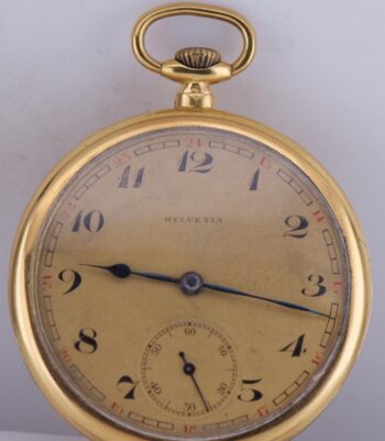 Antique Helvetia Masonic 18k Gold-Plated Silver & Enamel Pocket Watch – c.1930s