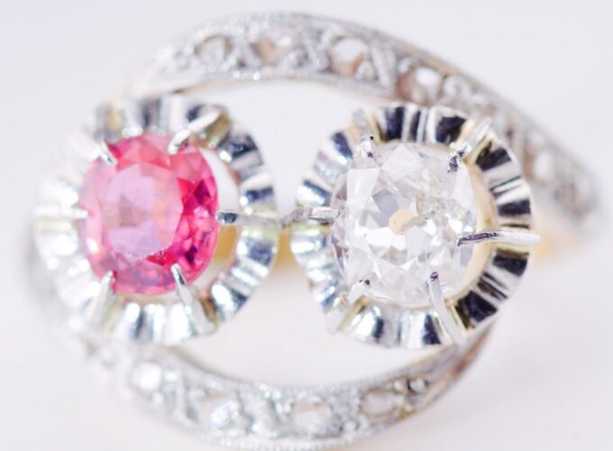 Faberge Love Ring Antique Imperial 18K Gold “Toi et Moi” Ruby c1890 Tsar's Era