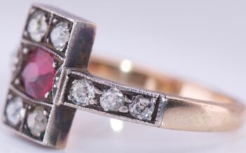 Faberge Ladies Ring Antique Imperial 14k Gold Ruby c1890's Tsar Nicholas II Era
