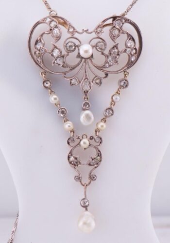 Faberge Necklace Antique Imperial Belle Epoque 14k Gold Pearls c1880's Tsar Era