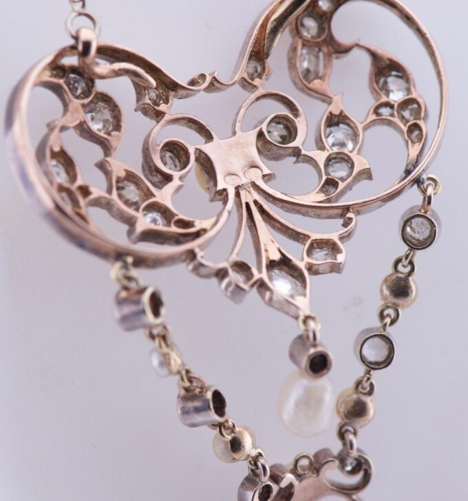 Faberge Necklace Antique Imperial Belle Epoque 14k Gold Pearls c1880's Tsar Era