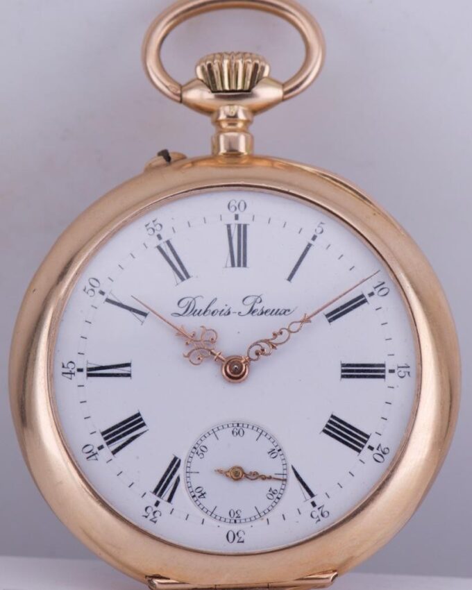 Antique Pocket Watch Dubois-Peseux 14K Gold Enamel King Portrait Oriental Market