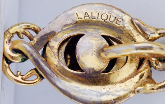 Antique French Art-Nouveau Lalique Medusa Snakes Pendant 18k Gilt Silver Enamel