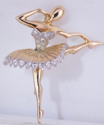 Antique Art-Deco French Ballerina Brooch Boucheron Paris 18k Gold 1ct Diamond