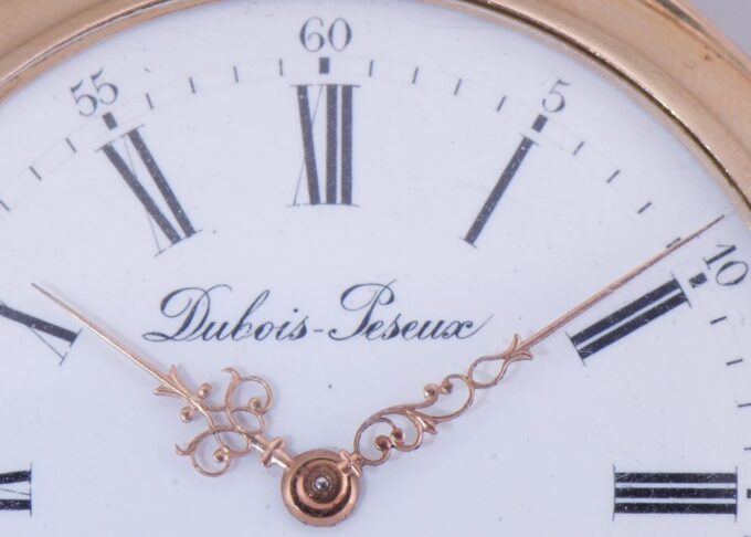 Antique Pocket Watch Dubois-Peseux 14K Gold Enamel King Portrait Oriental Market