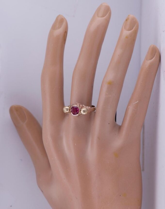 Antique Victorian Memento Mori Ring 18K Solid Gold Ruby & Rose Cut Diamonds