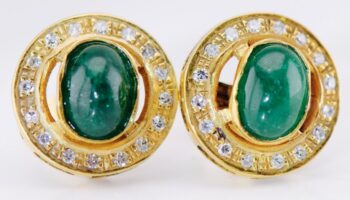 Antique Art-Deco Lacloche Earrings 18k Gold Diamonds Eneralds c1930's Boxed