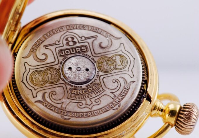 Antique 8 Days Hebdomas Gilt Silver Enamel Pocket Watch Ottoman Market c1916