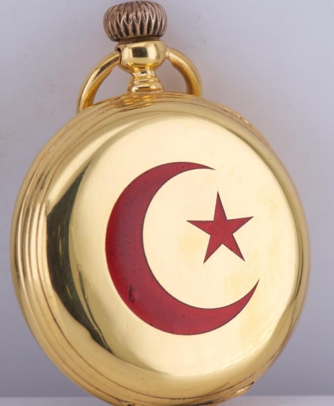 Antique 8 Days Hebdomas Gilt Silver Enamel Pocket Watch Ottoman Market c1916
