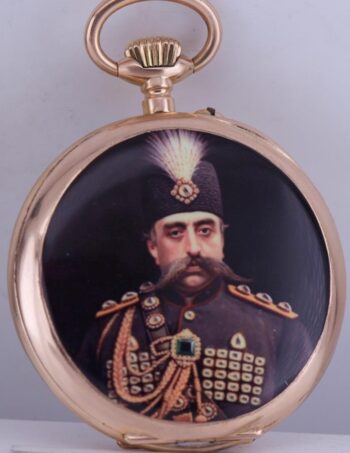 Antique Pocket Watch Dubois-Peseux 14K Gold Enamel King Portrait Oriental Market