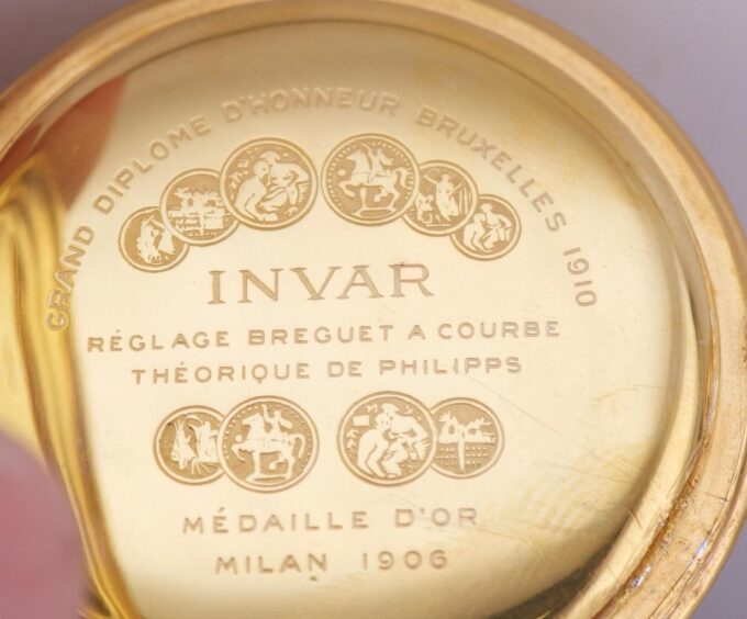 Antique Invar Grand-Prix Pocket Watch 18k Gold Plated Silver Enamel Skull Case