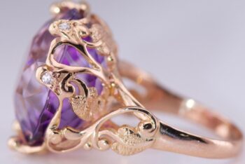 Faberge Ring Antique Imperial Era 18k Gold 15ct Amethyst c1890's by A.Thielemann