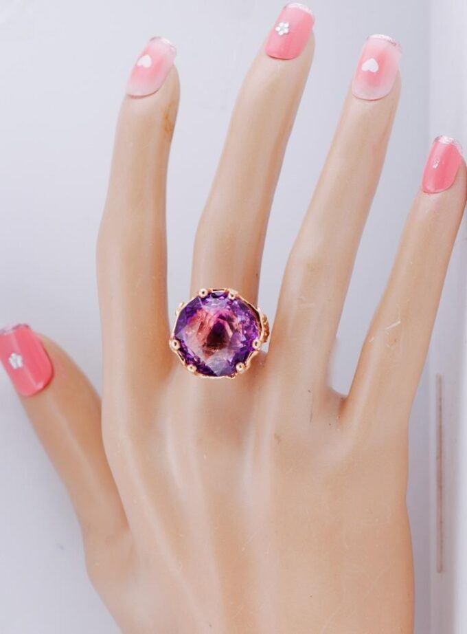 Faberge Ring Antique Imperial Era 18k Gold 15ct Amethyst c1890's by A.Thielemann