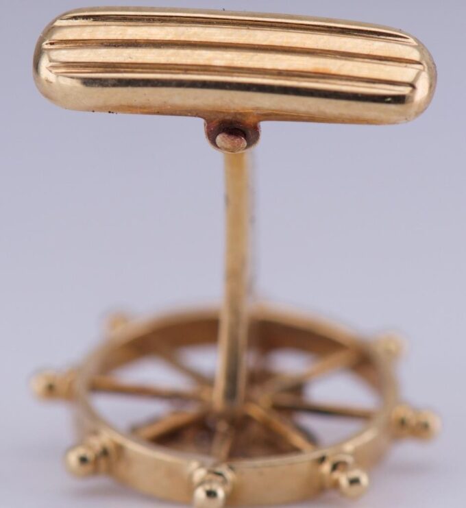 Faberge Antique 18k Gold Cufflinks Set Awarded by Tsar Nicholas II to Captain