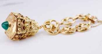 Antique Victorian Memento Mori Skull Charm Bracelet with Hidden Poison Container