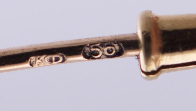 Antique Imperial Faberge Gold Knot Stickpin with Sapphire & Diamonds – 62mm – 3