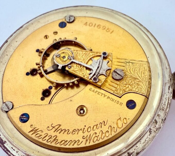 Waltham Masonic Railroad Pocket Watch William McKinley Portrait Coin Silver