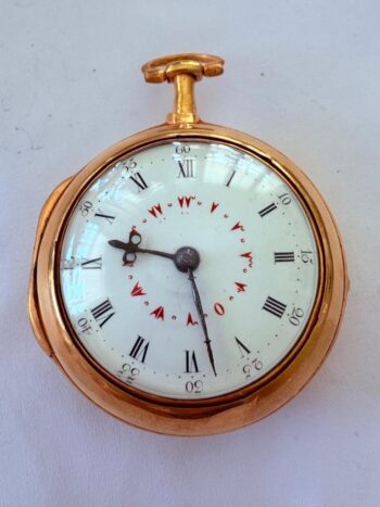 Antique Gilt Silver Painted Enamel Pair Case Verge Fusee Pocket Watch OTTOMAN