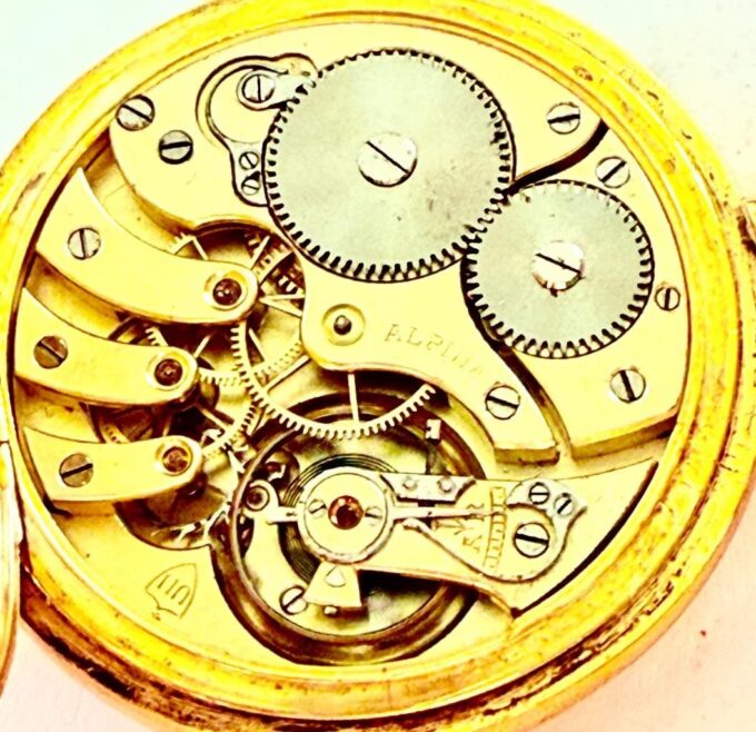 Antique German Alpina Pocket Watch 1936 Berlin Olympic Games Gilt Silver Enamel