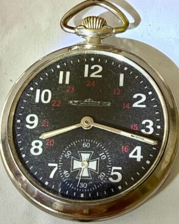 WWII Antique U-Boat Officer’s Pocket Watch – Military Black Dial – Rare