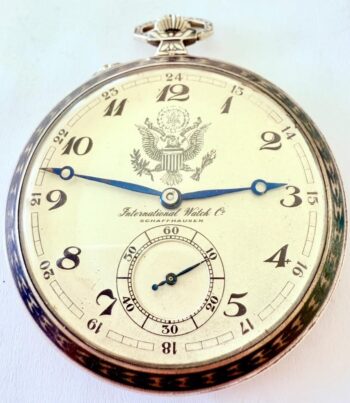 Antique IWC Silver Niello & Enamel U.S. Presidential Award Pocket Watch c1930’s