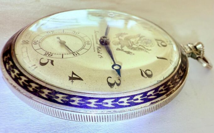 Antique IWC Silver Niello & Enamel U.S. Presidential Award Pocket Watch c1930’s