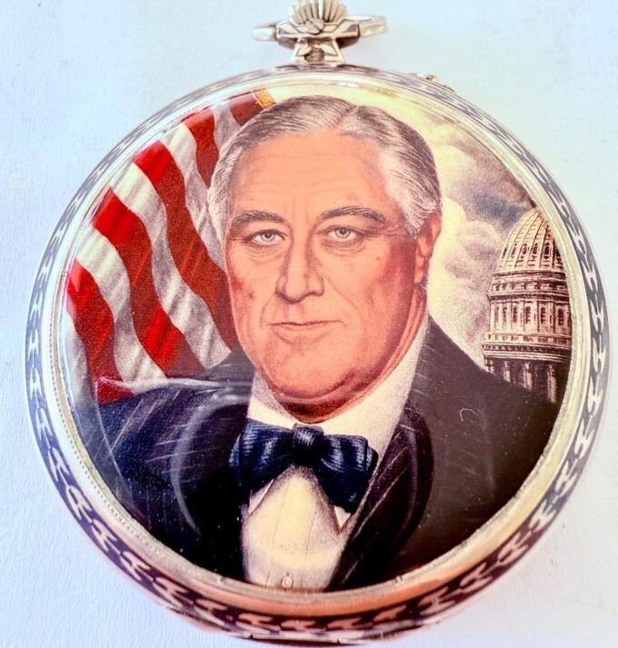 Antique IWC Silver Niello & Enamel U.S. Presidential Award Pocket Watch c1930’s
