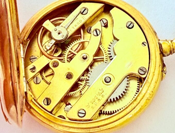 Antique Victorian Memento Mori Gilt Silver Skull Pocket Watch Lecture Caliber