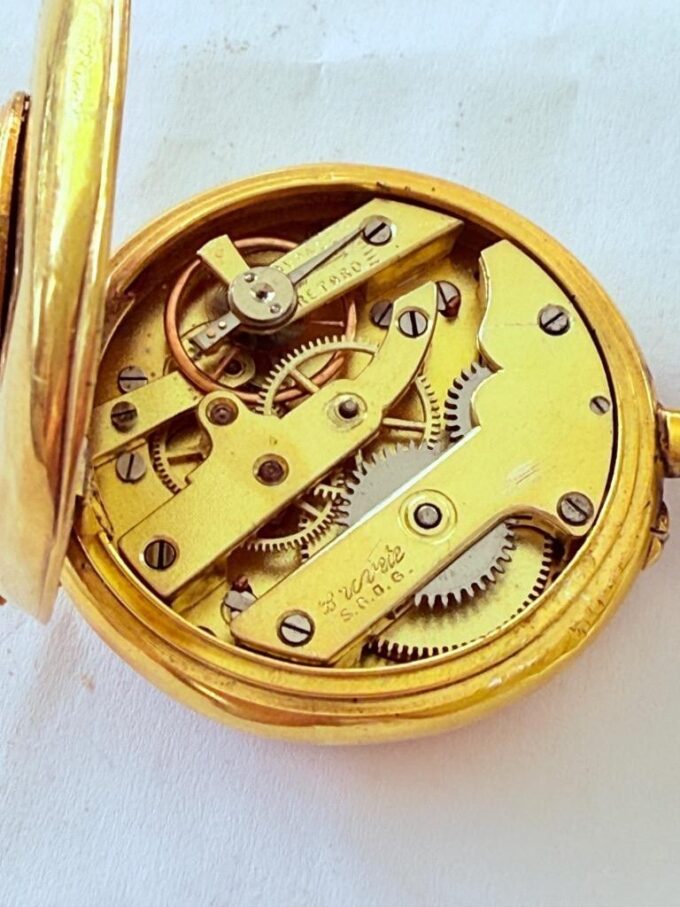 Antique Victorian Memento Mori Gilt Silver Skull Pocket Watch Lecture Caliber