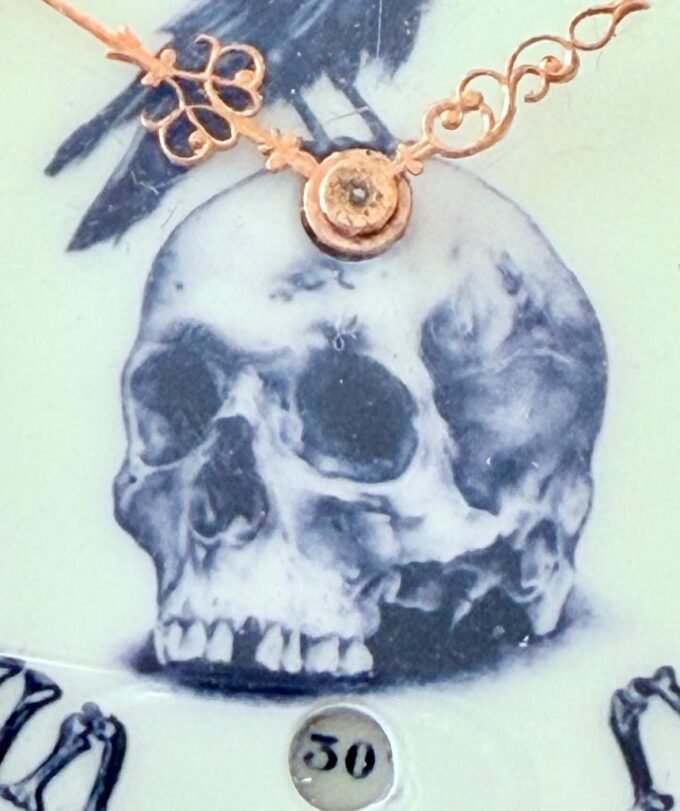 Antique c1890’s Gothic Memento Mori Silver Pocket Watch with Rare Digital Second