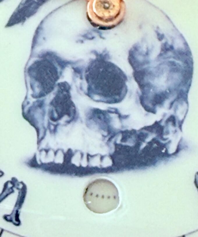 Antique c1890’s Gothic Memento Mori Silver Pocket Watch with Rare Digital Second