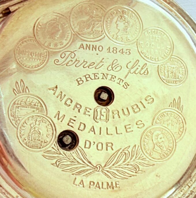 Antique 19th Century Perret Fils Silver Full Hunter Pocket Watch Imperial Royal
