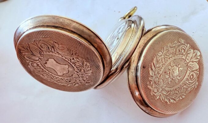 Antique 19th Century Perret Fils Silver Full Hunter Pocket Watch Imperial Royal