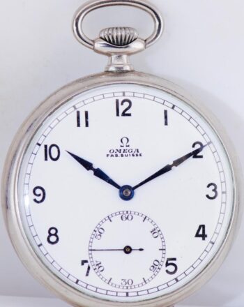 WWII Antique Omega Pocket Watch Military Officer Award Enamel Case c1941 RARE