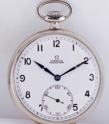 WWII Antique Omega Pocket Watch Military Officer Award Enamel Case c1941 RARE