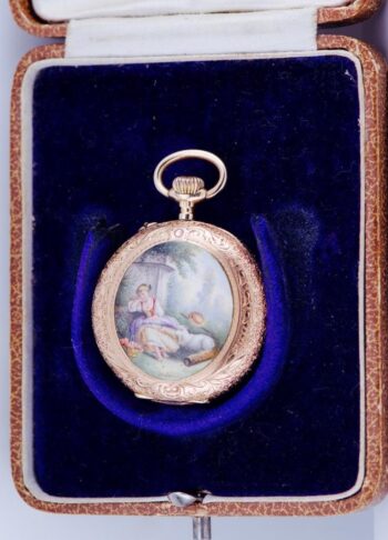 Antique 14k Gold Enamel Pocket Watch for the Cabinet of Empress Alexandra c1900s