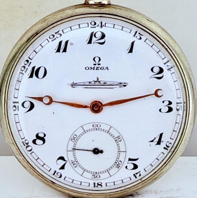 Antique WWII Era U-Boat Submarine Officer’s Award Omega Pocket Watch