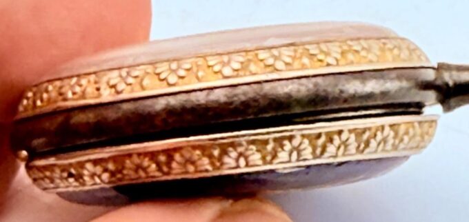 Antique 19th Century Enamel & Gilt Pocket Watch – Hand-Painted Floral Back