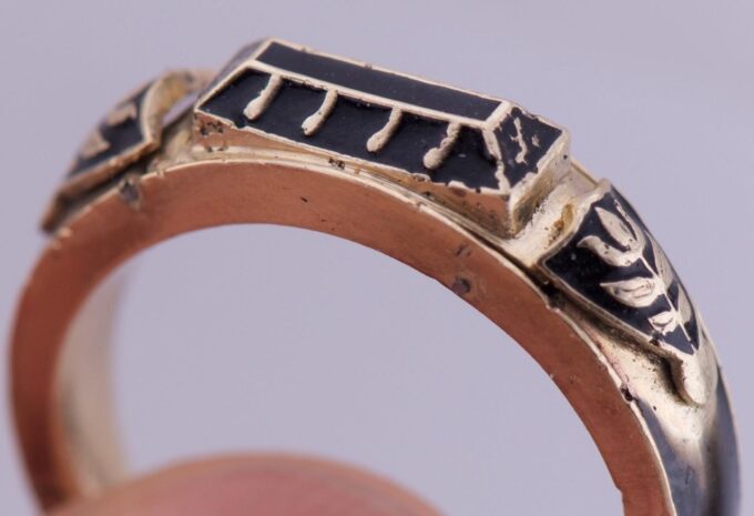 Antique MECHANICAL Automaton Ring Memento Mori Gold Enamel Resurrected SKELETON