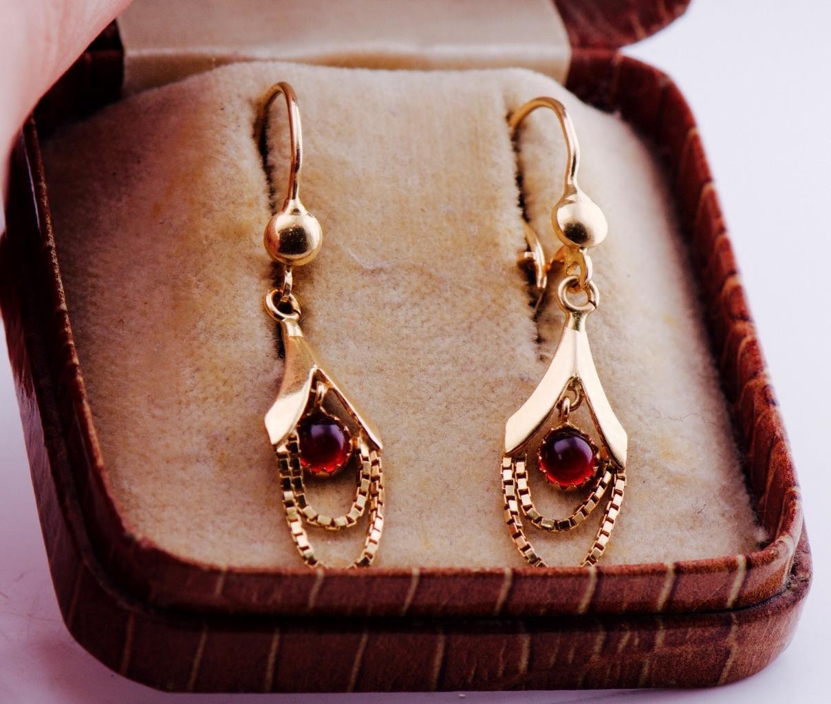 Antique German Art-Deco Earrings Set 18k Gold c1930's by Max Rieger Boxed