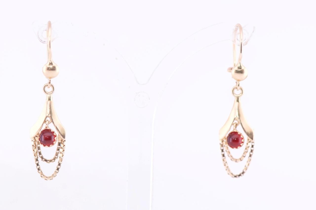 Antique German Art-Deco Earrings Set 18k Gold c1930's by Max Rieger Boxed