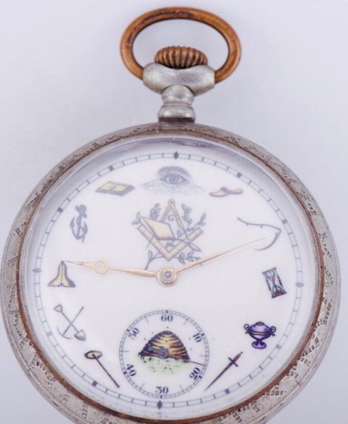 Antique French Pocket Watch-Fancy Masonic Enamel Dial c1900's