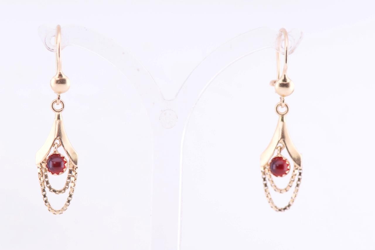 Antique German Art-Deco Earrings Set 18k Gold c1930's by Max Rieger Boxed