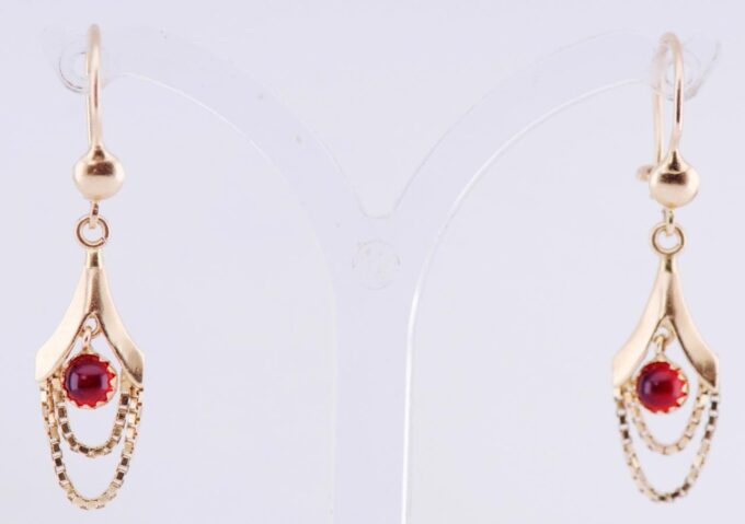 Antique German Art-Deco Earrings Set 18k Gold c1930's by Max Rieger Boxed